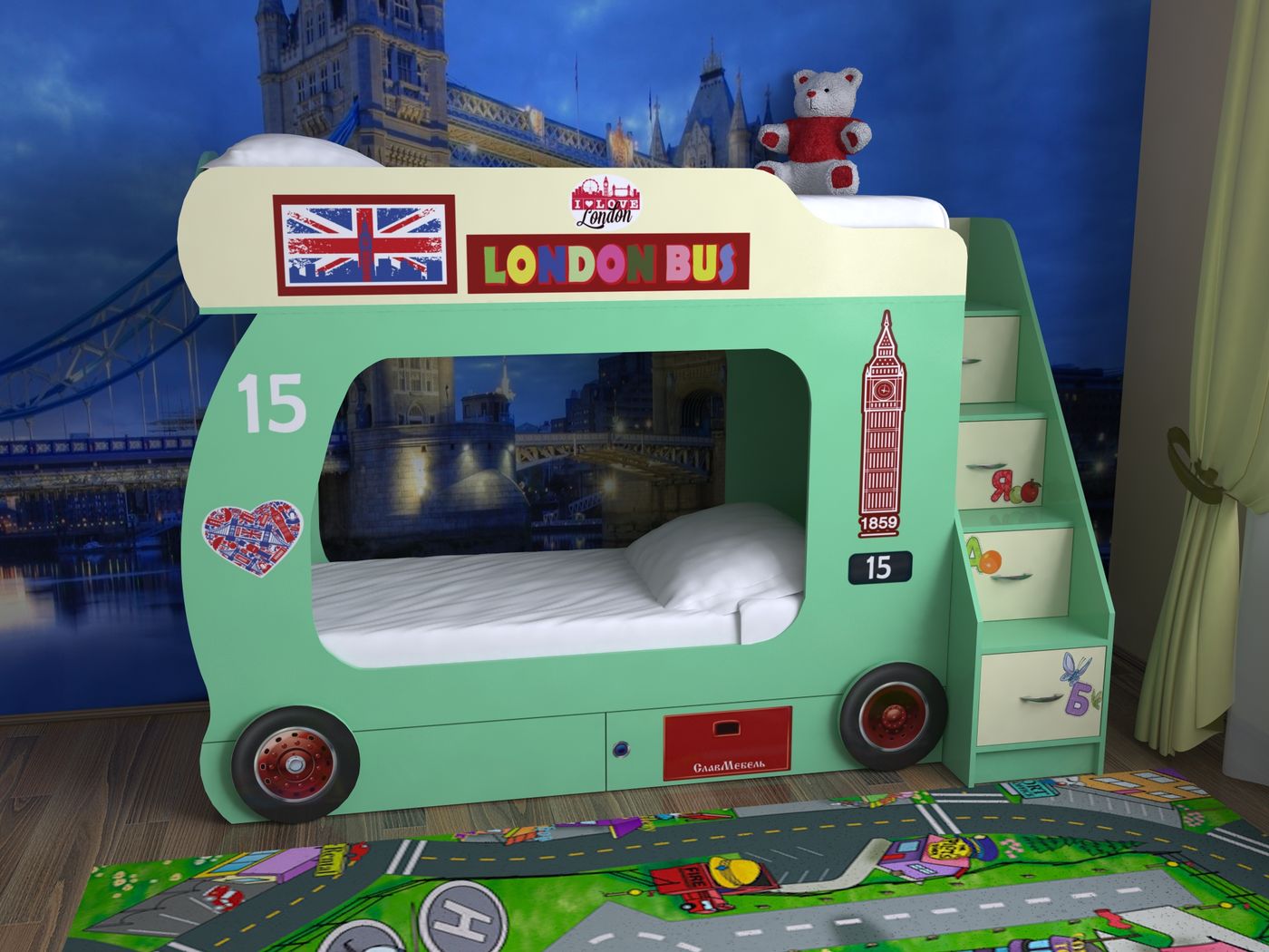 Двухъярусная кровать-автобус Лондон